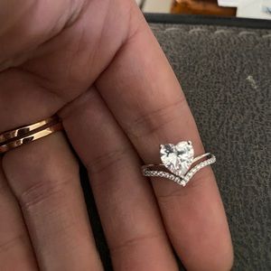 Sterling silver Heart shaped diamond size 8